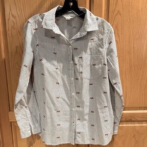 Old Navy Striped Fox Button Down Size Petite Small